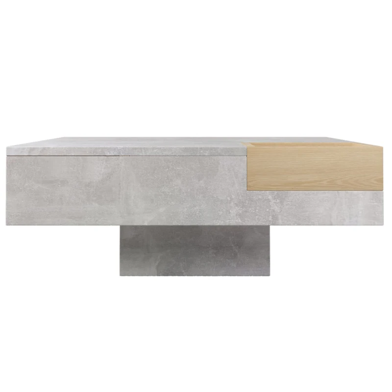 Modern Marble Design Coffee Table with Storage Box, Sturdy Structure, Sofa Table for Living Room, Sitting Room, 72L x 72W x 30H cm, Grey