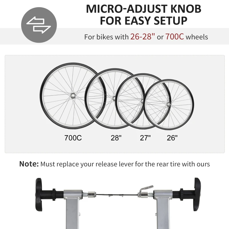 HOMCOM Trenażer rolkowy trener rowerowy trener domowy rowerowy hamulec magnetyczny rower szosowy 3 rodzaje