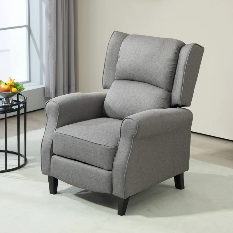 HOMCOM HOMOM Poltrona Reclinável Poltrona Relax com Reclinação Manual até 160° e Apoio para os Pés Retráteis 77x88x102 cm Cinza