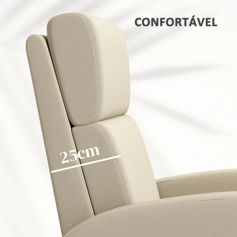 HOMCOM Poltrona Relax Reclinável até 160° Poltrona Reclinável Manual com Apoio para os Pés 64x86x102 cm Bege