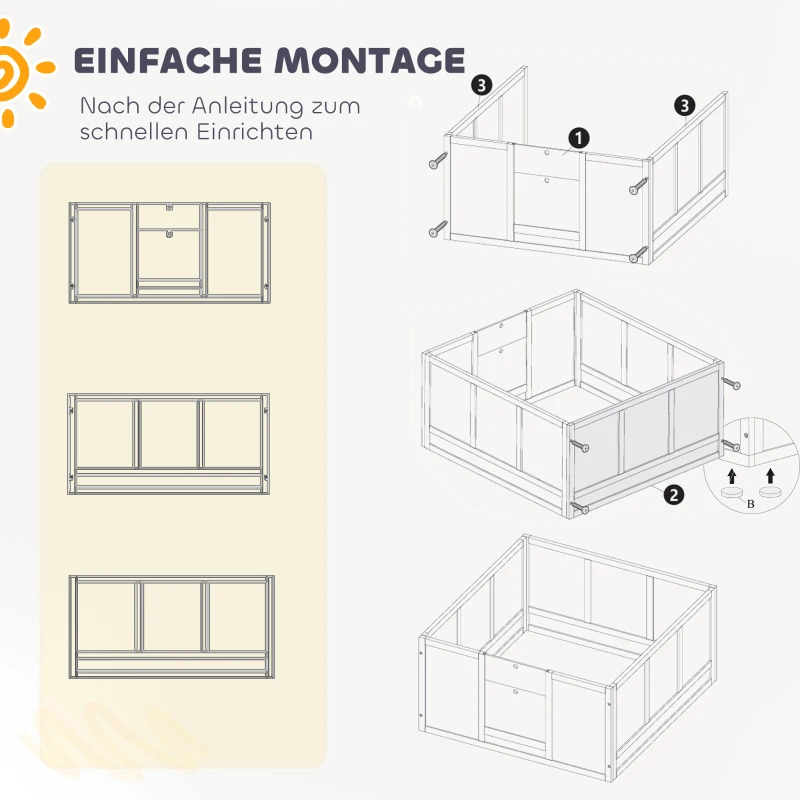 PawHut Puppyren voor Kleine en Middelgrote Honden, met Aanpasbare Ingang, Antislip Voetpads, Wit