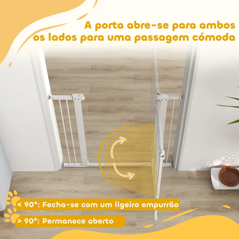 PawHut Barreira de Segurança para Cães Extensível 76-102 cm Barreira para Animais de Estimação com 2 Extensões Branco