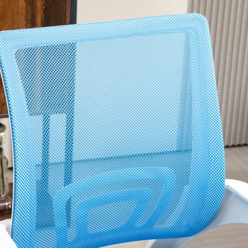 HOMCOM Cadeira de Escritório de Malha Giratória com Altura Ajustável Função Basculante e Apoio para os Braços 57x55x89-109 cm Azul