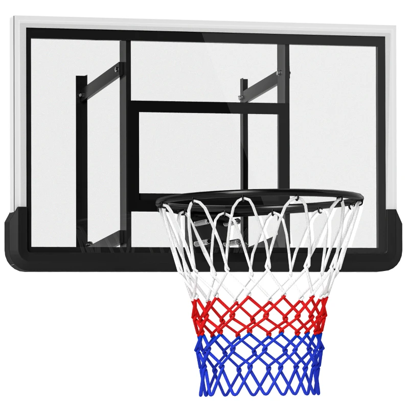 SPORTNOW Basketbalring voor wandmontage, veerkrachtige ring, onbreekbaar achterbord, Zwart/Rood