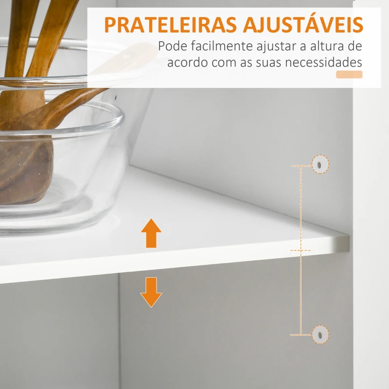 HOMCOM Carrinho de Cozinha com Rodas Móvel Auxiliar de Cozinha com 2 Gavetas 2 Portas Prateleira Ajustável 104x46x91 cm Branco