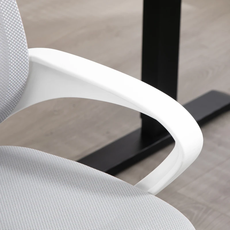 HOMCOM Cadeira de Escritório de Malha Giratória com Altura Ajustável Função Basculante e Apoio para os Braços 57x55x89-109 cm Cinza