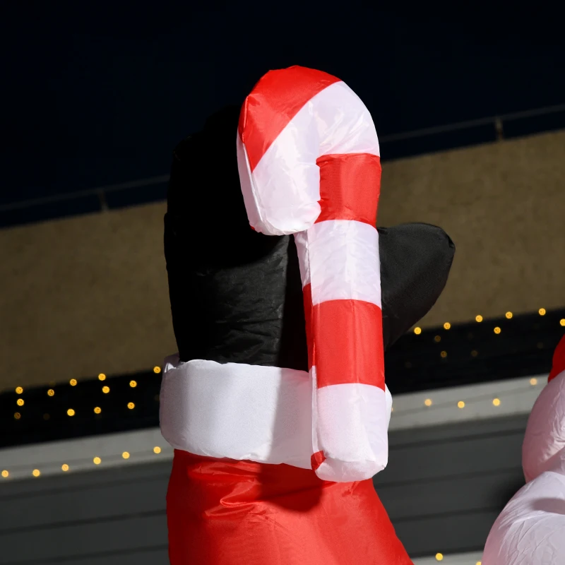 HOMCOM Pai Natal Insuflável 240 cm com Bengala Luzes LED e Insuflador Elétrico Decoração de Natal para Exterior e Interior Multicor