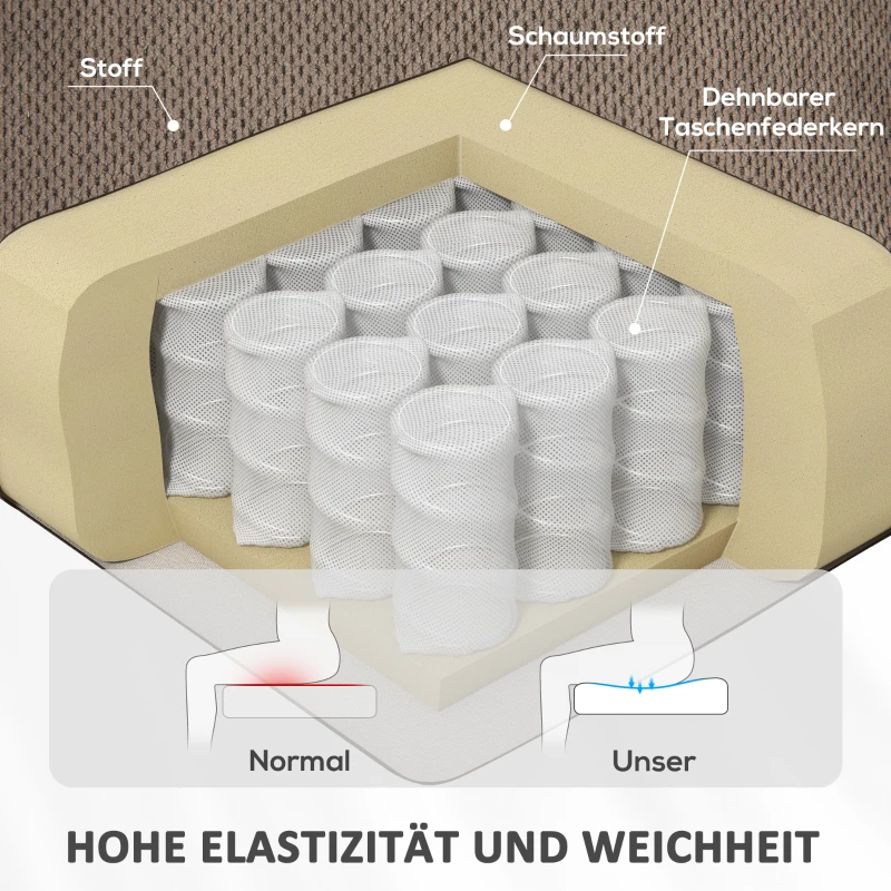 HOMCOM Tv-stoel met Massage- en Verwarmingsfunctie, Elektrische Opstaan Assistentie, Afstandsbediening, Zijvakken, Lichtbruin(m-6)