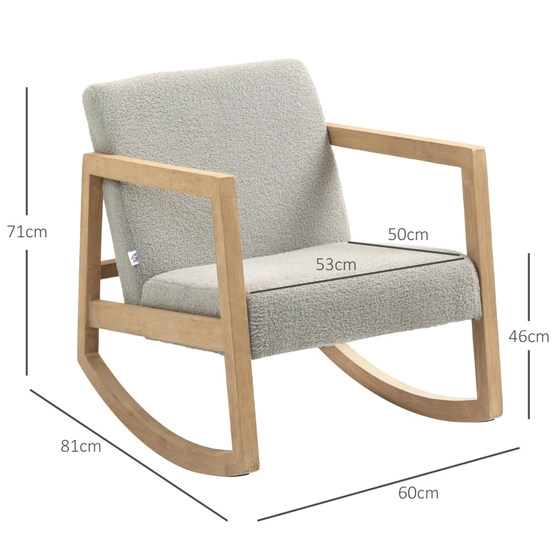 HOMCOM Poltrona Baloiço Estofada em Tecido Borreguito com Assento Acolchoado e Apoio para os Braços 60x81x71cm Cinza