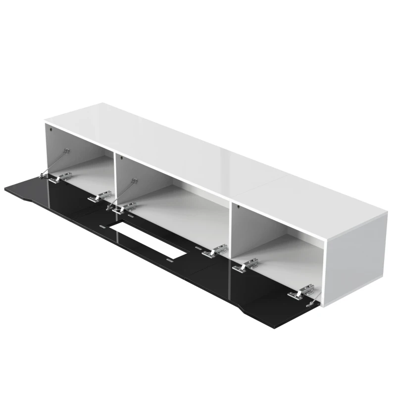 High-Gloss TV Cabinet with LED Lights, Modern Design, Versatile Mounting Options, 180L x 35W x 30H cm, Black
