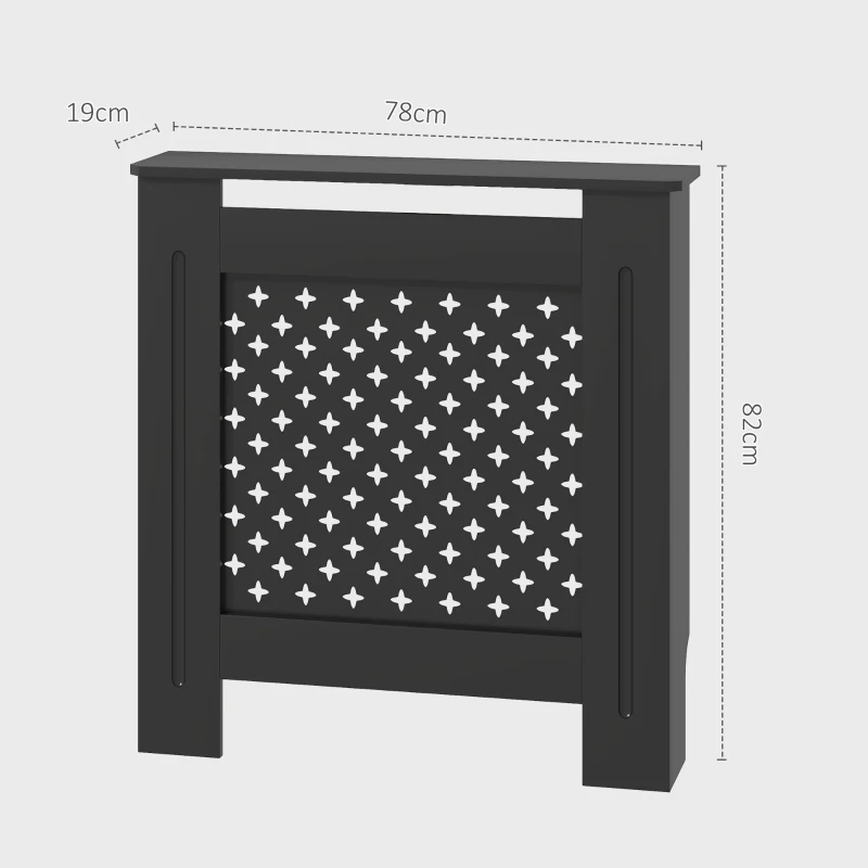 HOMCOM Carcasă pentru Calorifer, Carcasă Modernă pentru Calorifer cu Raft din MDF, 78x19x82 cm, Negru(m-3)