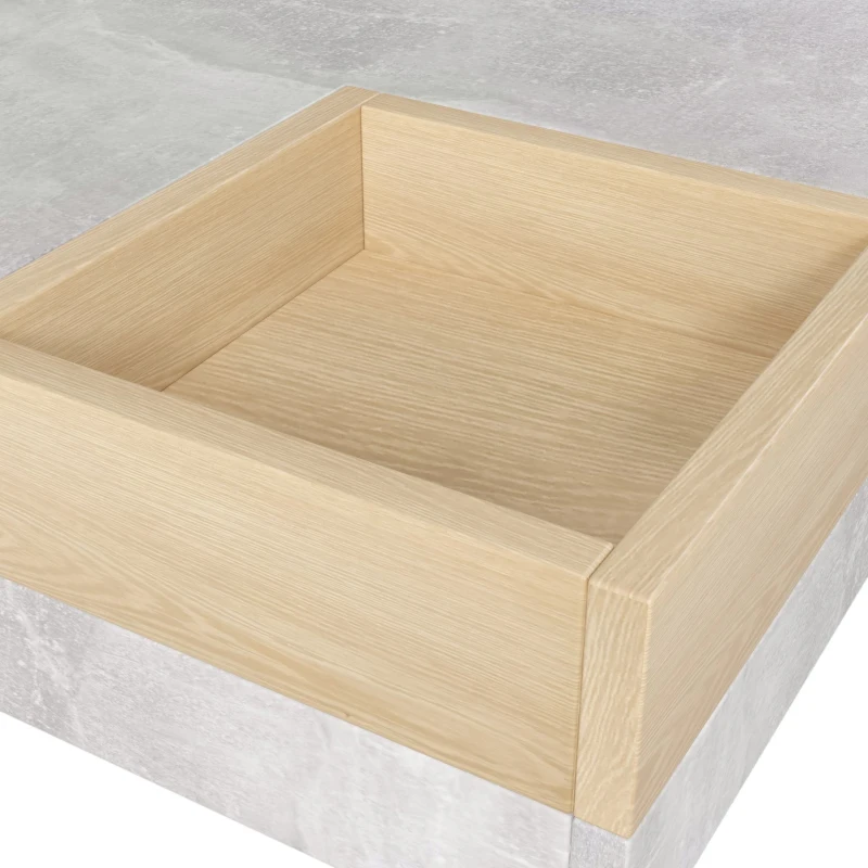 Modern Marble Design Coffee Table with Storage Box, Sturdy Structure, Sofa Table for Living Room, Sitting Room, 72L x 72W x 30H cm, Grey