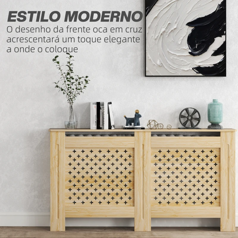 HOMCOM Cobertura de Radiador de MDF Proteção para Radiador para Sala de Estar Dormitório Corredor 152x19x82 cm Carvalho