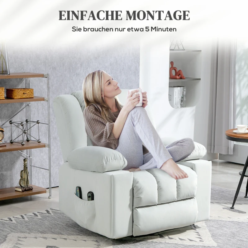 HOMCOM Elektrische Opsta-Stoel, Fluweelzachte Stof, USB-Poorten(m-8)