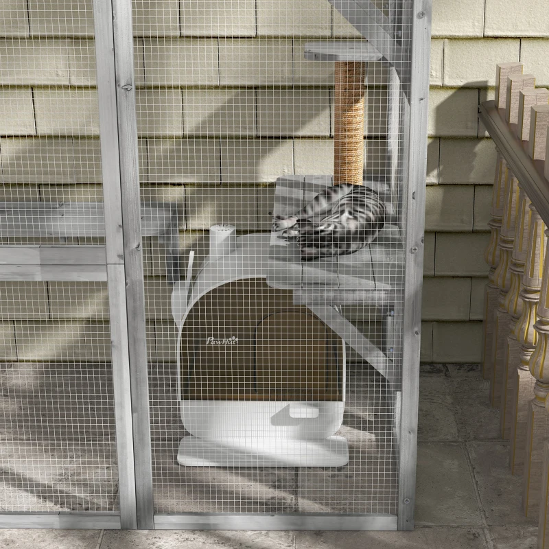 Kuweta dla kota PawHut z filtrem, 1 zamiennym filtrem, 1 matą podłogową, 43 cm x 44 cm x 47 cm, Czarno-biały