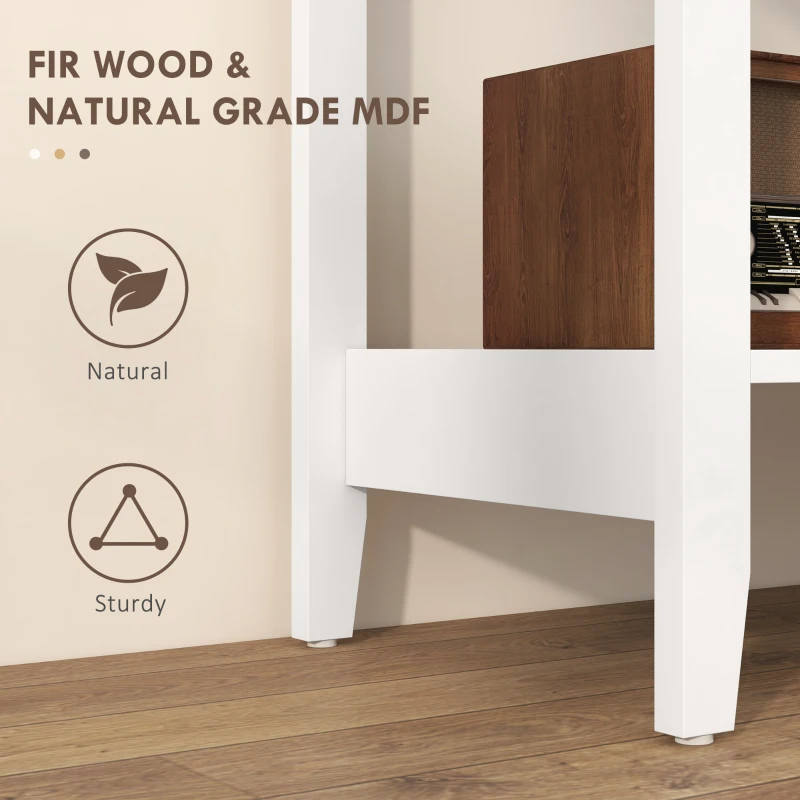 HOMCOM Konsolowy Stół, Białe Sideboard, 2 Szuflady, Dolna Półka, 80x40x75 cm