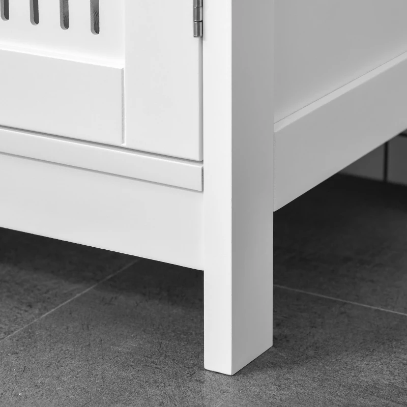 Kleankin Móvel para Lavatório Armário Casa de Banho de Chão de Madeira com 2 Portas Ventiladas e Prateleira Interior Ajustável Moderno 60x30x60 cm Branco