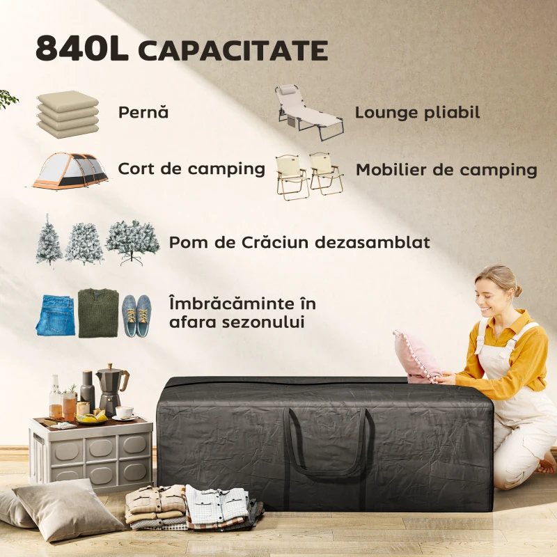 Outsunny Geantă pentru Brad Impermeabilă și UV30+, Husă din Țesătură cu Fermoar Dublu și Mânere, 175x80x60 cm, Negru