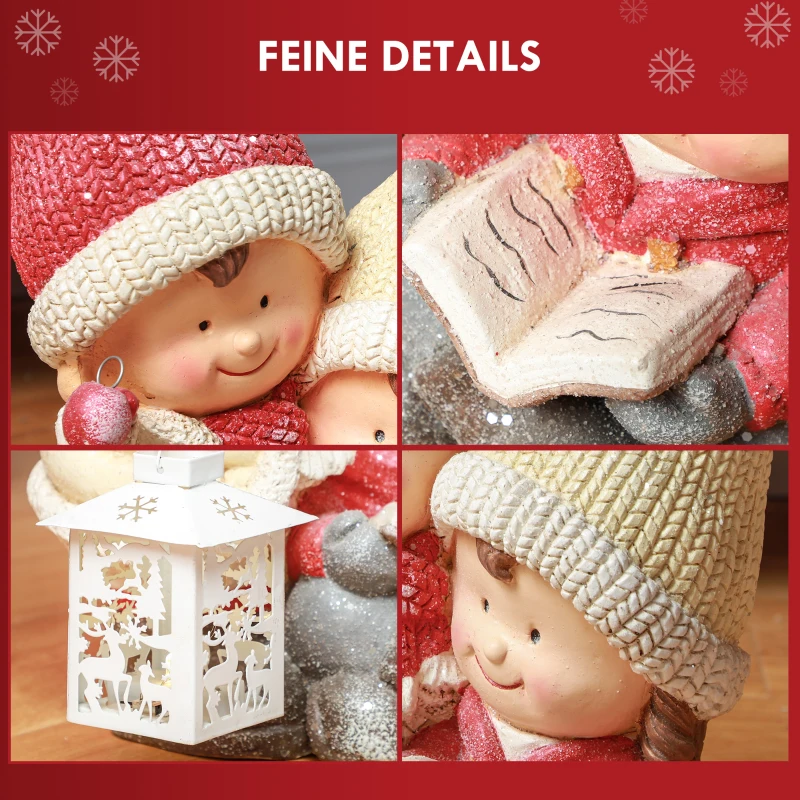 HOMCOM Kerstelf met Boek & Lantaarn, LED, op batterijen, 30 x 23 x 45 cm