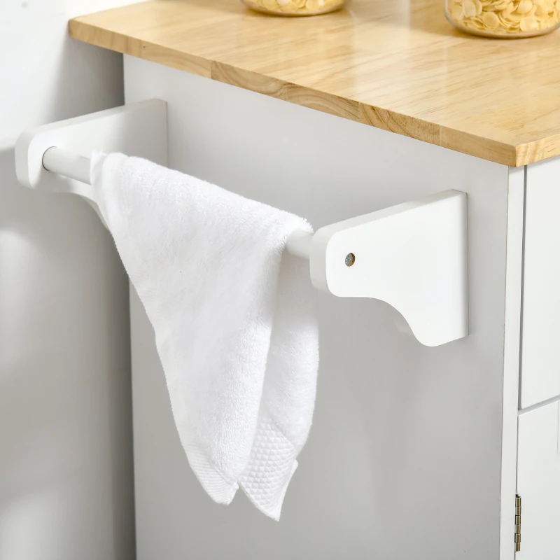 HOMCOM Carrinho de Cozinha com Rodas Móvel Auxiliar de Cozinha com 2 Gavetas 2 Portas Prateleira Ajustável 104x46x91 cm Branco