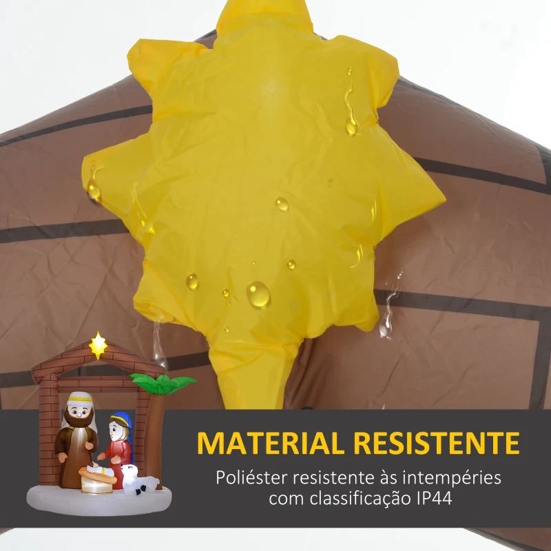 Outsunny Presépio Insuflável de Natal Decoração Insuflável Natalícia com Luzes LED e Insuflador para Exterior 150x90x185 cm Multicor