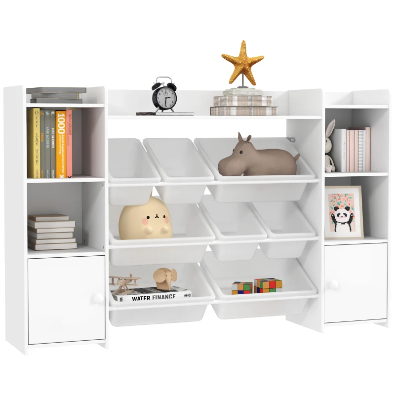 AIYAPLAY Kinder-Opbergrek voor Speelgoed en Boeken, voor Overzichtelijk Opruimen, 8 Verwijderbare Boxen, Wit