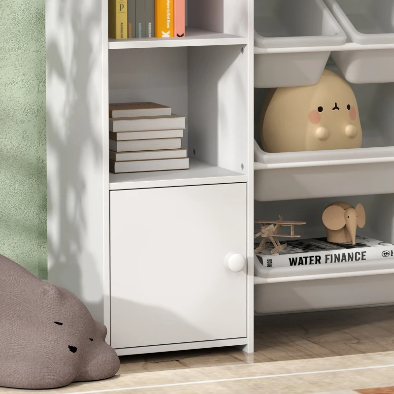 AIYAPLAY Kinder-Opbergrek voor Speelgoed en Boeken, voor Overzichtelijk Opruimen, 8 Verwijderbare Boxen, Wit