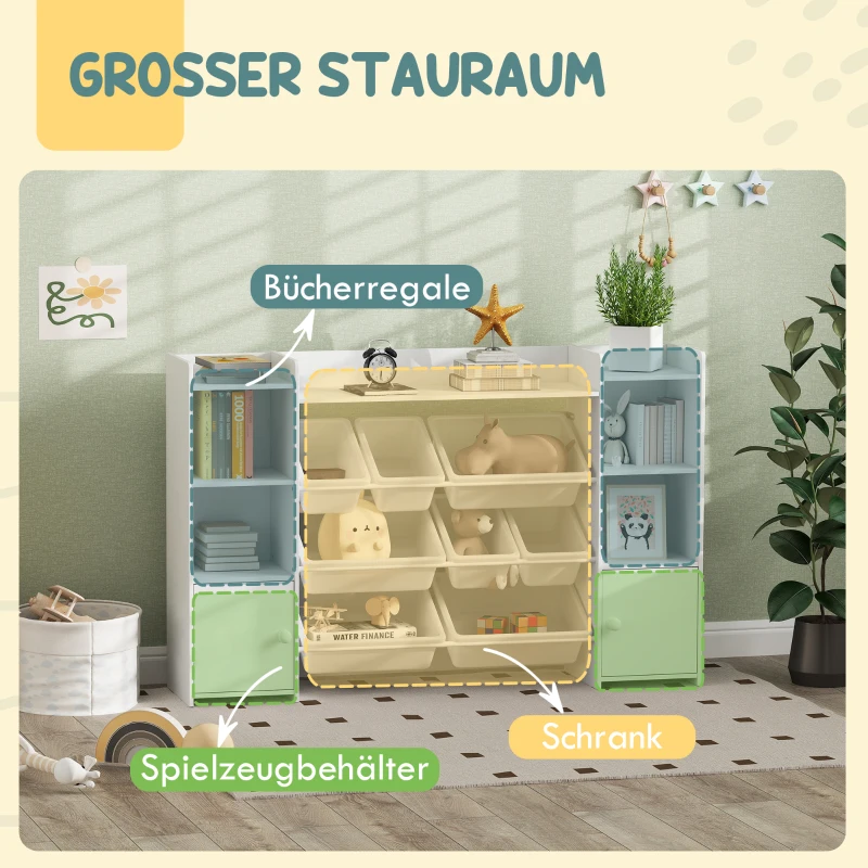 AIYAPLAY Kinder-Opbergrek voor Speelgoed en Boeken, voor Overzichtelijk Opruimen, 8 Verwijderbare Boxen, Wit