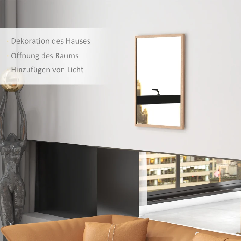 HOMCOM Wandspiegel, 50 x 70 cm, met Houtlook Lijst, Eenvoudige Montage, Incl. Schroeven