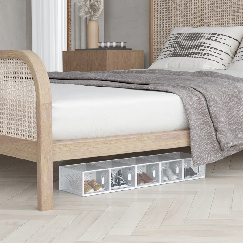 Homcom Dulap Pantofi – 18 Cutii PP Transparente, Economisire Spatiu