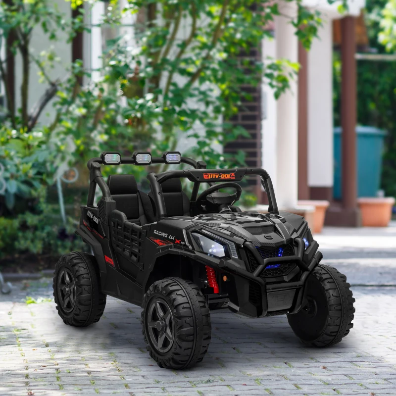AIYAPLAY 24V 2 Seater Kids Electric Car with Remote Control, Suspension System,  Slow Start, 3 Speeds, for 3-8 Years, Black