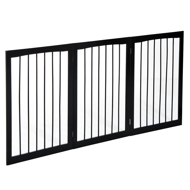 PawHut Barreira de Segurança Dobrável de 3 Painéis Portátil para Animais de Estimação 160x76 cm para Portas Escadas Corredores Marrom escuro