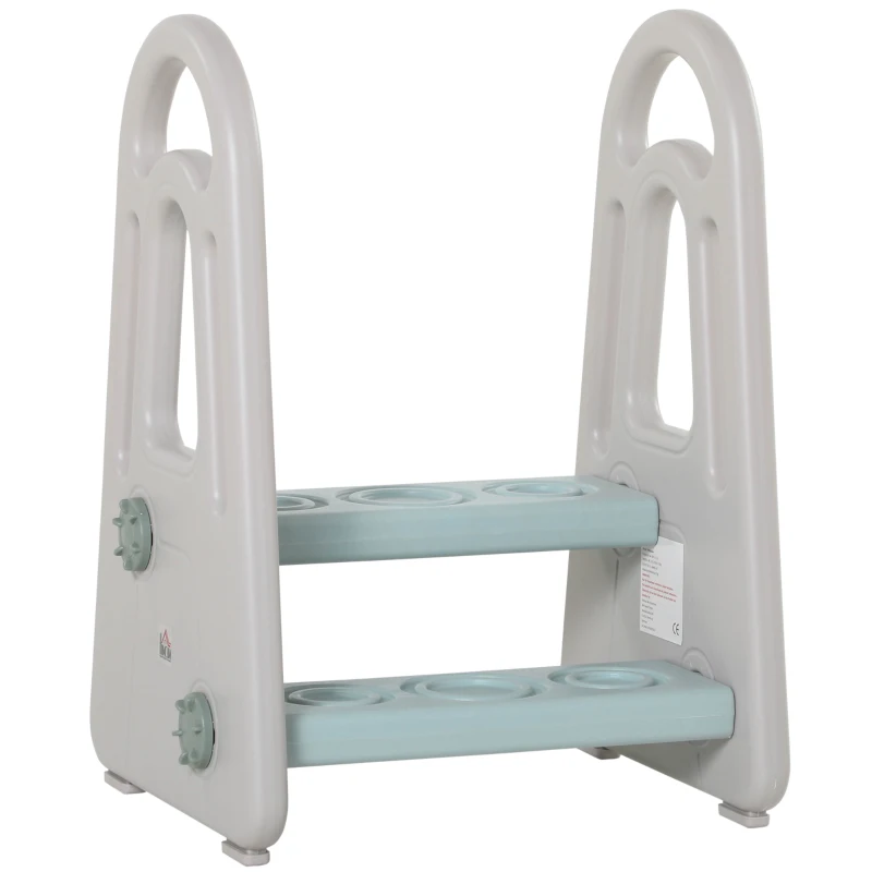 HOMCOM Two-Step Stool for Kids Toddlers with Handle for Toilet Potty Training
