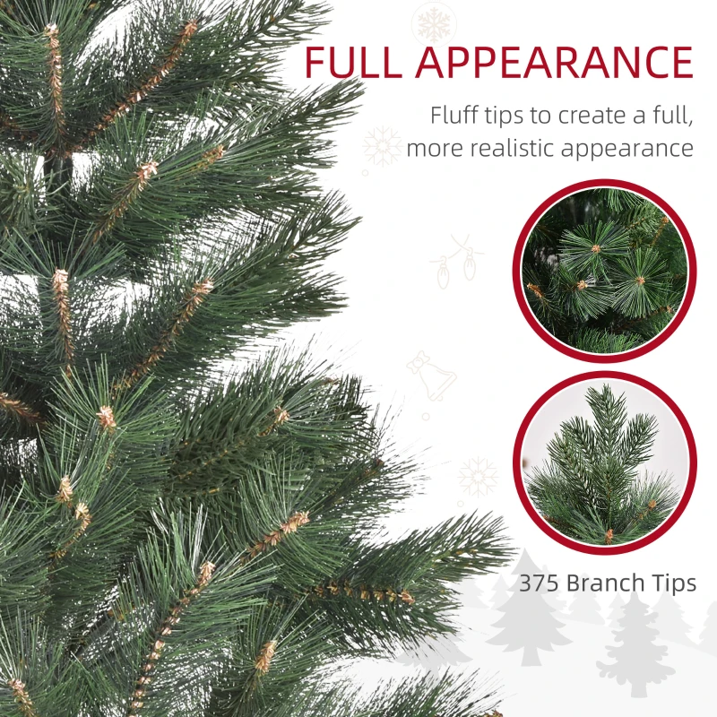 HOMCOM Choinka Ø90 x 180 cm, sztuczna jodła, realistyczne igły, Zielony