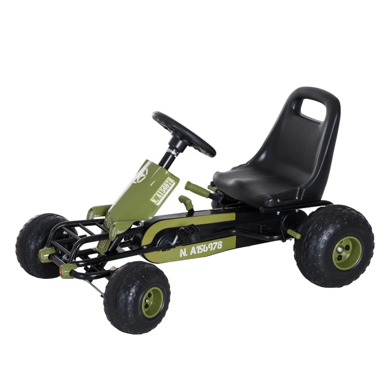 HOMCOM Kids Children Pedal Go Kart Ride on Car Adjustable Seat Braking System for 3 - 6 Years Old Green 99 x 65 x 56 cm