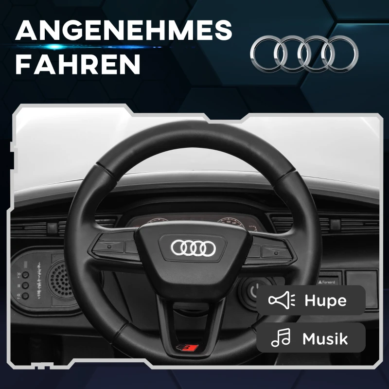 AIYAPLAY Elektrisch Kinder-Auto 12V Audi Q8, 3-5 km/u, Afstandsbediening, Koplampen, Muziek, Wit(m-6)