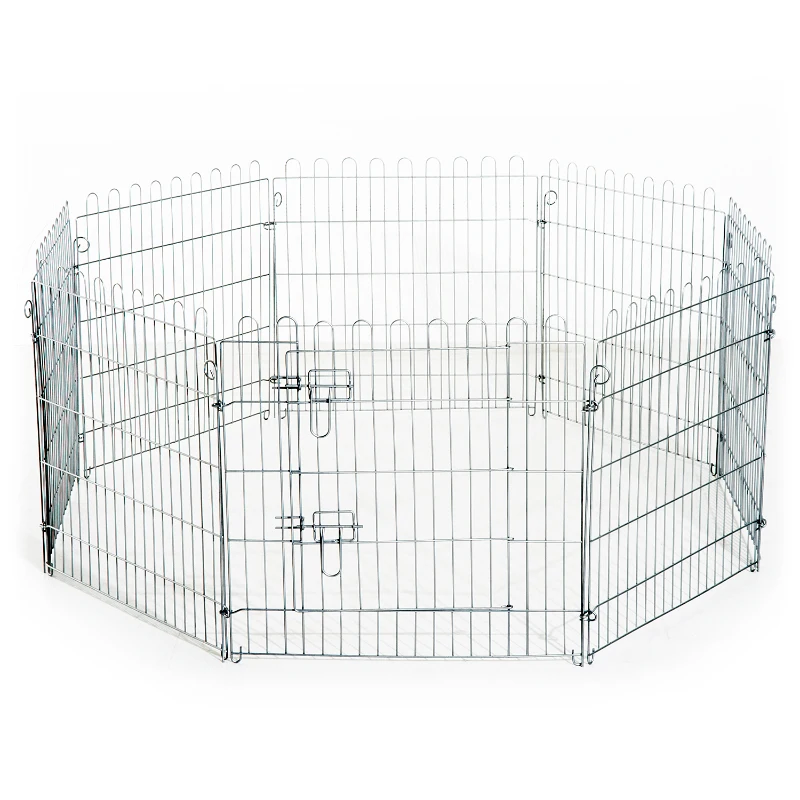 PawHut Parque para Animais de Estimação com 8 Paineis 63x60cm Cerca para Animais de Estimação com Porta com Trava para Jardim Pátio Exterior Prata
