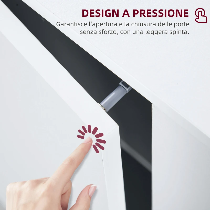 HOMCOM Credenza Moderna con 2 Armadietti a 3 Ripiani in Legno, 107x40x80 cm, Bianco