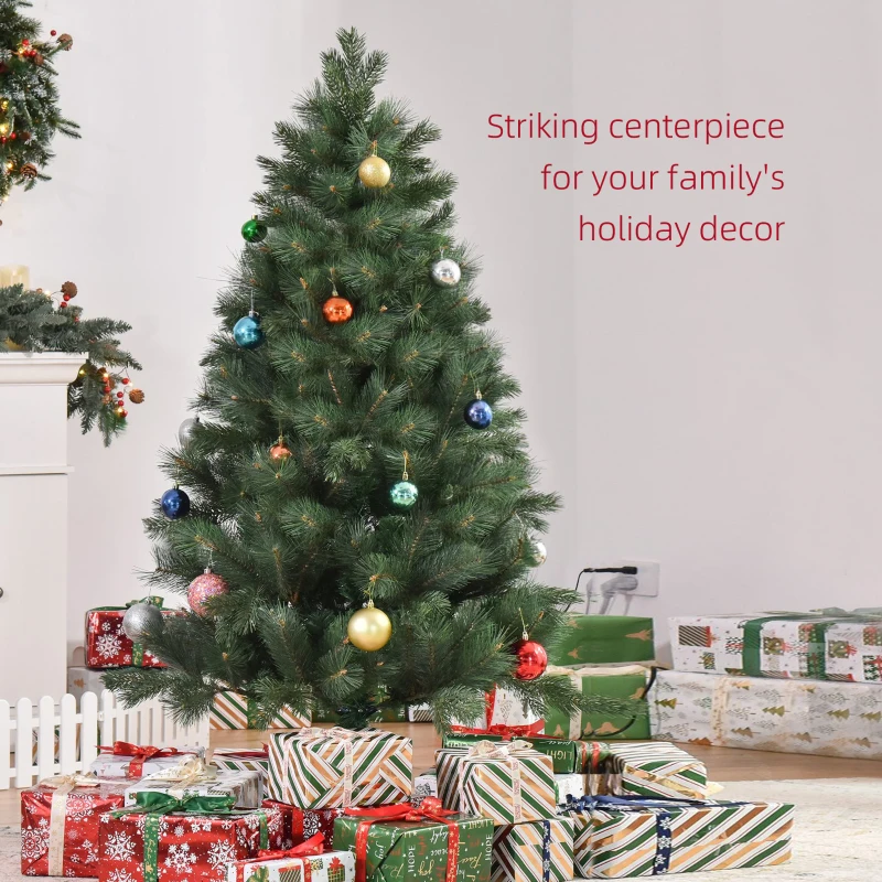 HOMCOM Choinka Ø90 x 180 cm, sztuczna jodła, realistyczne igły, Zielony