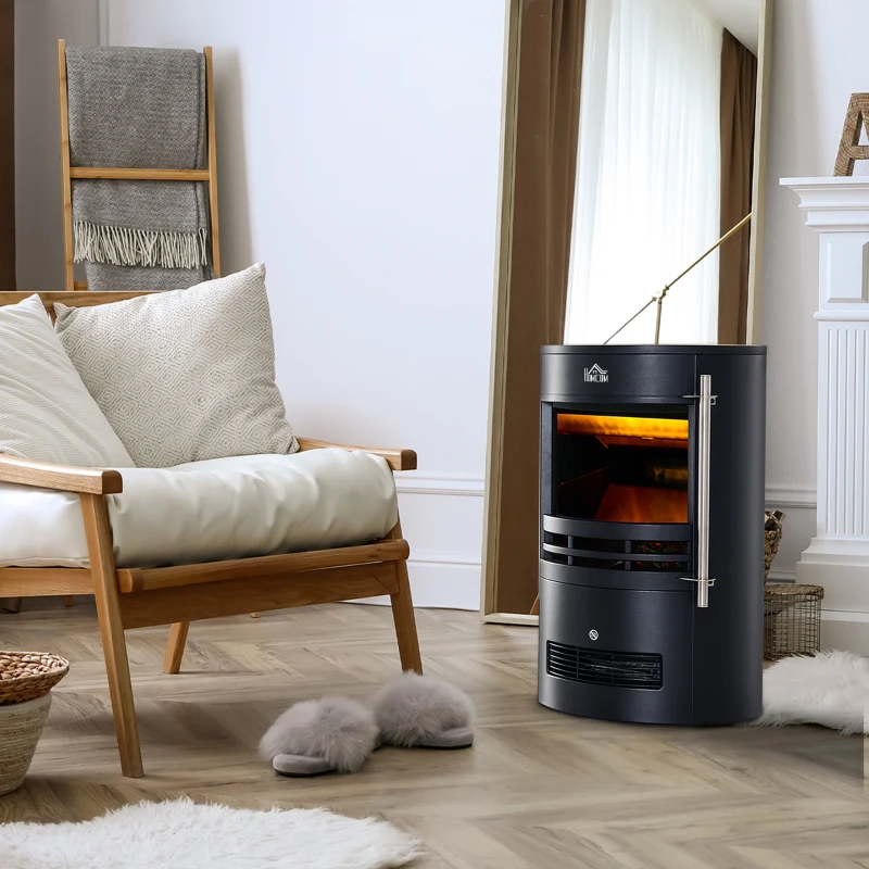 HOMCOM LED Elektrische kachel met vlameffect wandkachel vrijstaande haard haardkachel 900 / 1800 W(m-10)