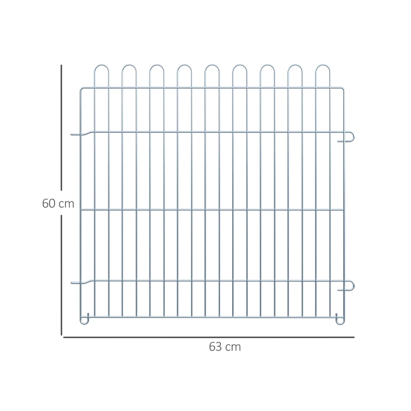 PawHut Parque para Animais de Estimação com 8 Paineis 63x60cm Cerca para Animais de Estimação com Porta com Trava para Jardim Pátio Exterior Prata