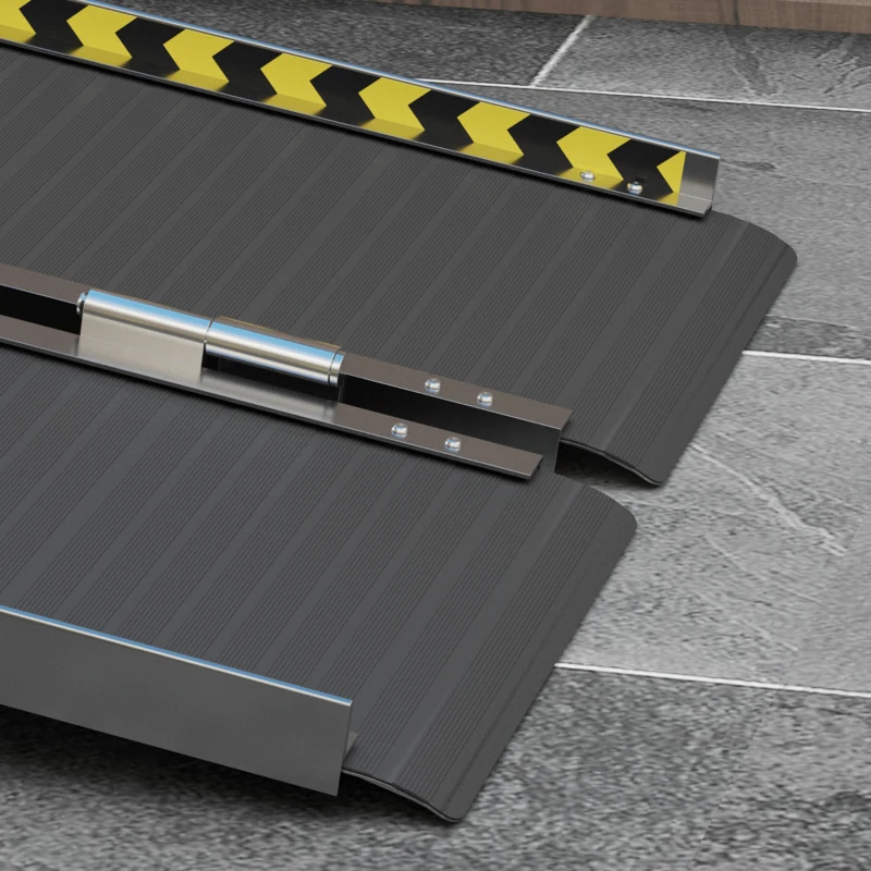 HOMCOM Rampa para Cadeira de Rodas Dobrável Portátil com Autocolantes Reflectores Carga 272 kg 91x73,6x5,1 cm Preto