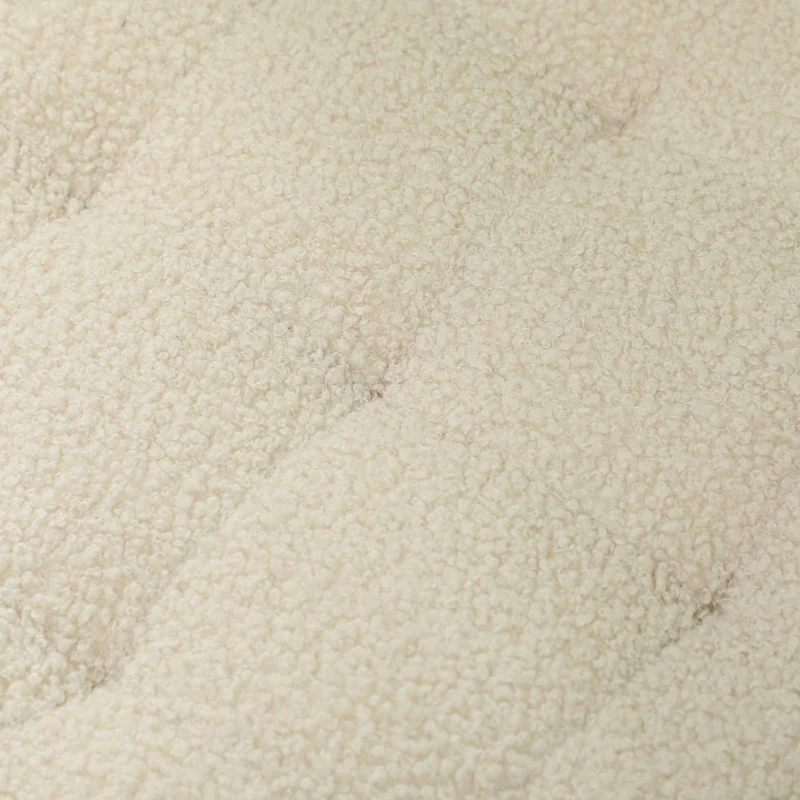 HOMCOM Okrągły stołek z miejscem do przechowywania, wiekiem i nogami z drewna, pufa do salonu, przedpokoju, sypialni, kremowobiały