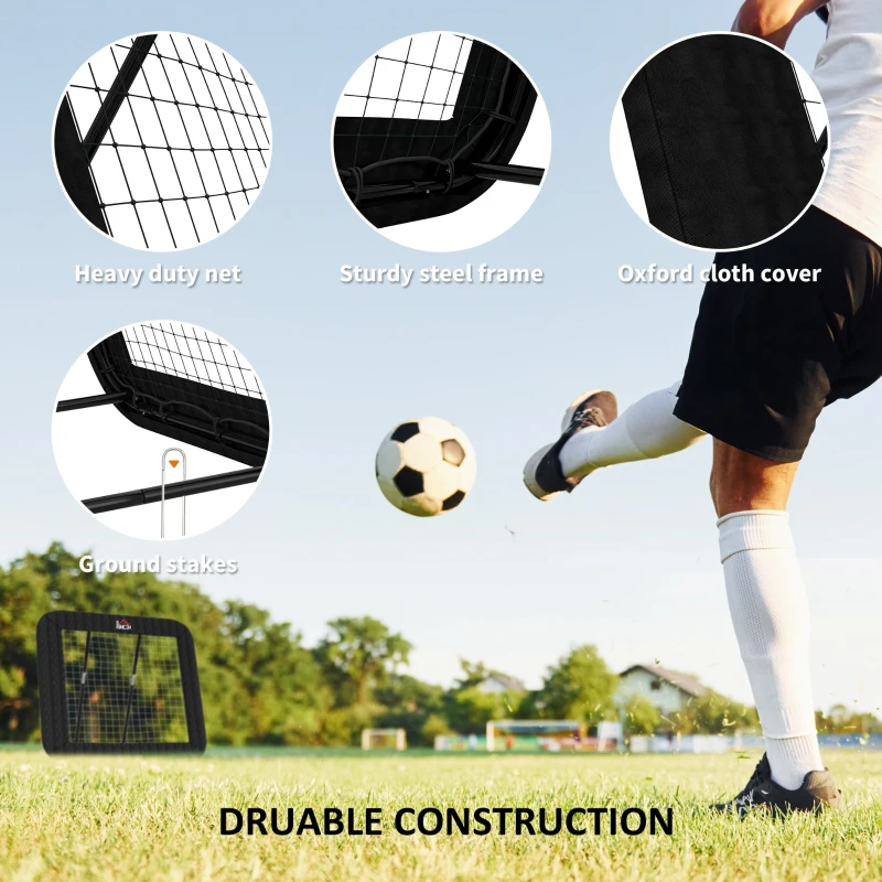 HOMCOM Rebounder Pliabil și Reglabil pentru Fotbal, Baseball și Volei, Plasă de Fotbal, 128x118x108-120 cm, Negru