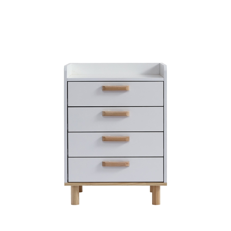 Kommode mit mehreren Schubladen, minimalistisches Design, feine Griffe, Schlafzimmer- und Kindermöbel, Kiefer und MDF, 50×40×68,5 cm, Weiß+Natur