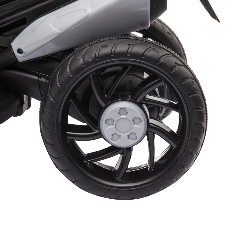 HOMCOM Motocicleta Elétrica Infantil com 3 Rodas Triciclo para Crianças acima de 3 anos com Bateria 6V Recarregável Funções de Música Buzina Faróis 86x42x52cm Preto e Vermelho