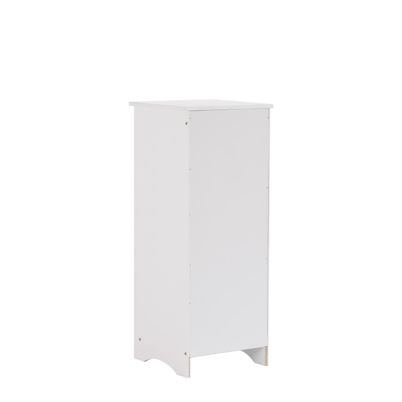 Commode classique avec 5 tiroirs, glissières silencieuses et poignées rondes en métal, MDF + panneau de particules, 40×40×100 cm, Blanc