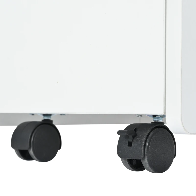 Mobiletto bianco con ruote, versatile carrello portaoggetti per soggiorno, sala da pranzo e camera da letto, design ad arco arrotondato, 82×30×53 cm, Bianco