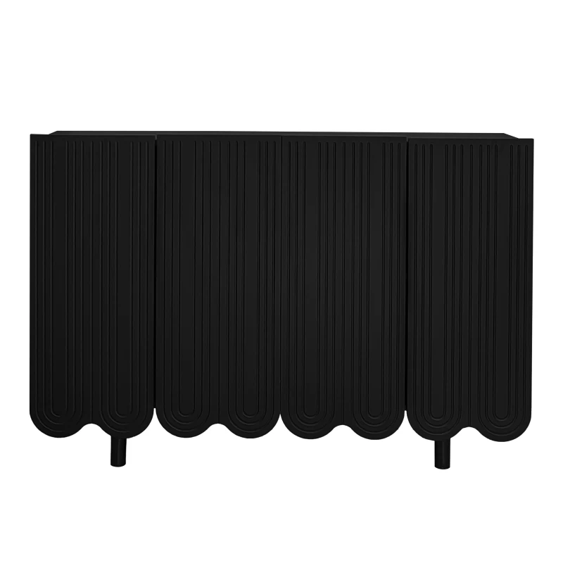 Buffet en forme de larme, avec portes profilées, 120×37,5×80,8 cm, Noir