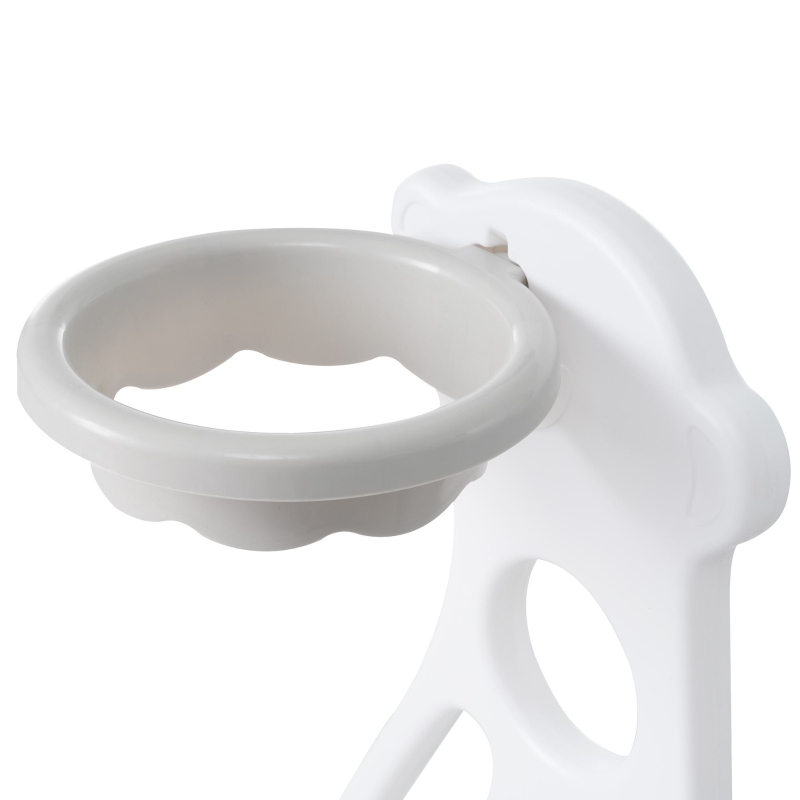 Toboggan 4-en-1 pour enfants avec balançoire, escalier et panier de basket, 113×100×94,5 cm, Blanc Antique+Gris